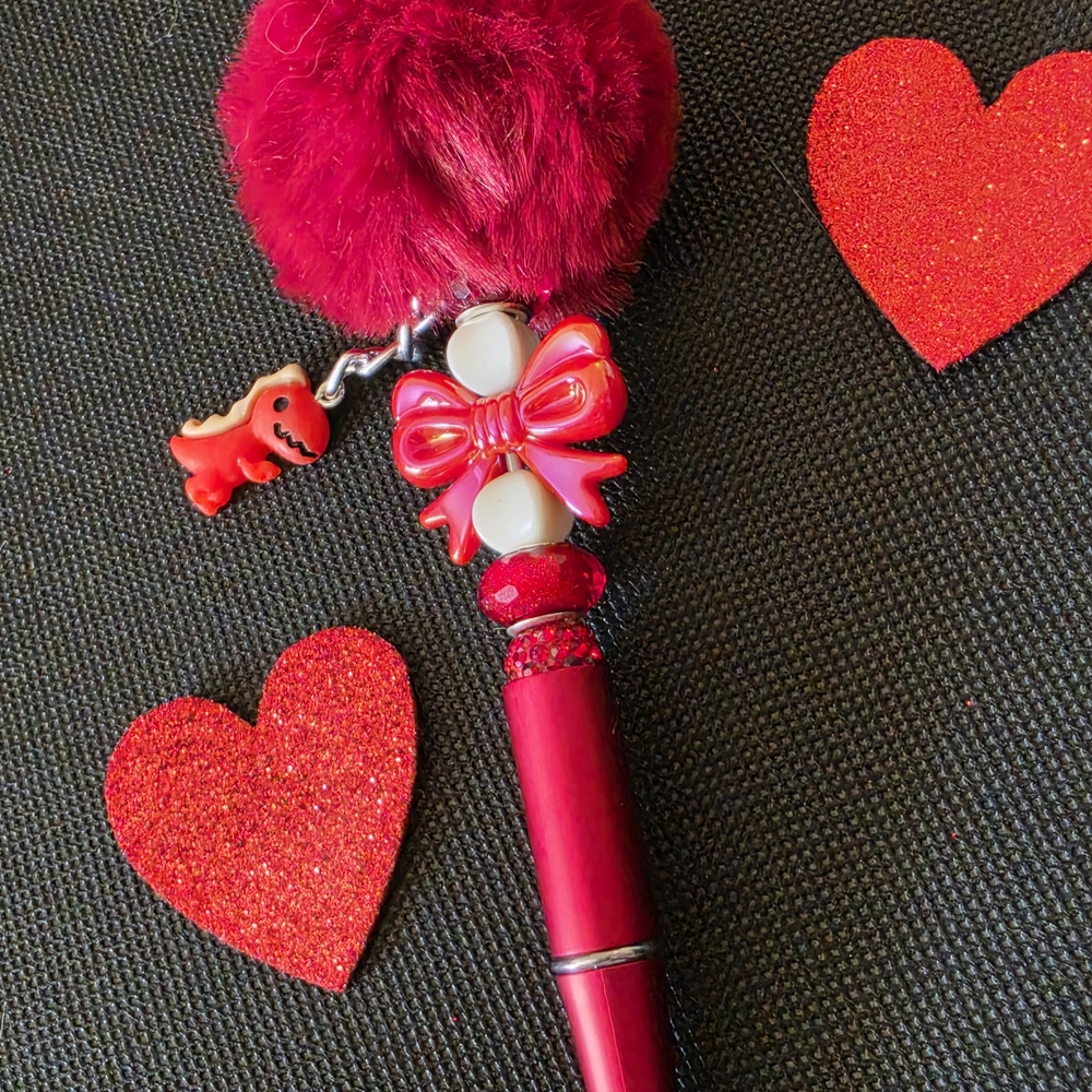 Elegant Red Pom-Pom Keychain